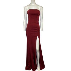 FavianaStrapless Front Leg Slit Gown Wine S10437 Size 0 NWT